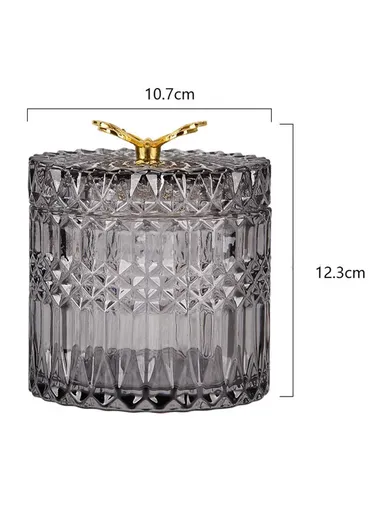 Nordic Golden Butterfly Glass Jar With Lid Bedroom Decor Jewelry Storage Jar Room Decoration Biscuits Sugar Jar (D12.3 x H10.7)cm