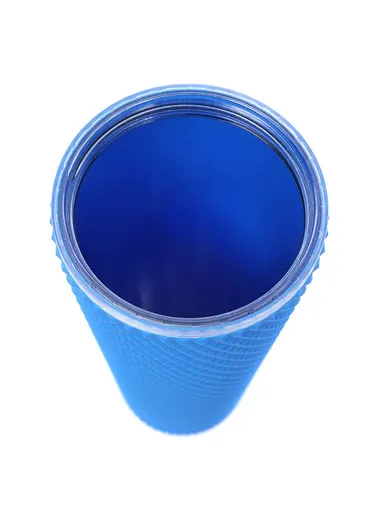 710ml Simple Studded Tumbler With Lid &amp; Straw Double Wall Iced Coffee Cups Lightweight Juice Cup BPA-Free 