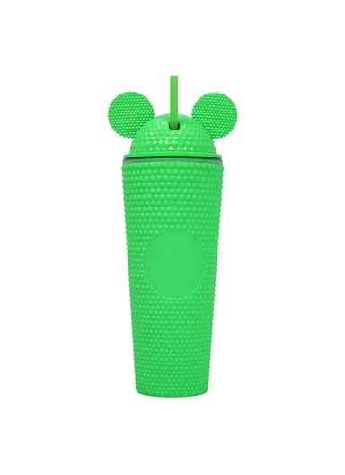 710ml Simple Studded Tumbler With Lid &amp; Straw Double Wall Iced Coffee Cups Lightweight Juice Cup BPA-Free 