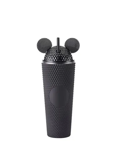710ml Simple Studded Tumbler With Lid &amp; Straw Double Wall Iced Coffee Cups Lightweight Juice Cup BPA-Free 