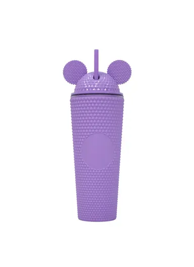 710ml Simple Studded Tumbler With Lid &amp; Straw Double Wall Iced Coffee Cups Lightweight Juice Cup BPA-Free 
