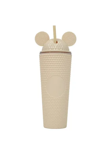 710ml Simple Studded Tumbler With Lid &amp; Straw Double Wall Iced Coffee Cups Lightweight Juice Cup BPA-Free 