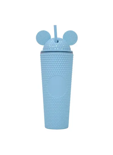 710ml Simple Studded Tumbler With Lid &amp; Straw Double Wall Iced Coffee Cups Lightweight Juice Cup BPA-Free 