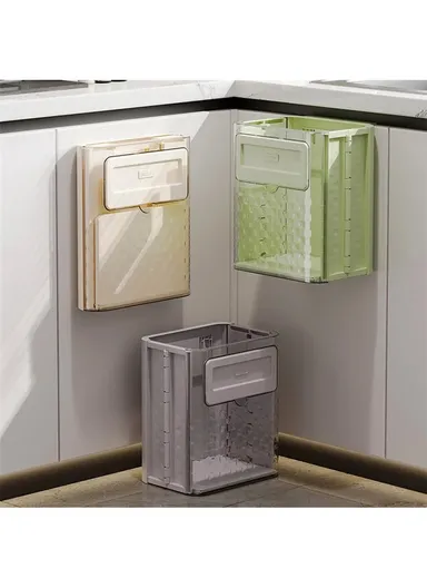 Foldable Plastic Kitchen Wall Mount Trash Can Cabinet Hanging Kitchen Waste Garbage Basket (W23.5 x D17.5 x H27.7)cm 