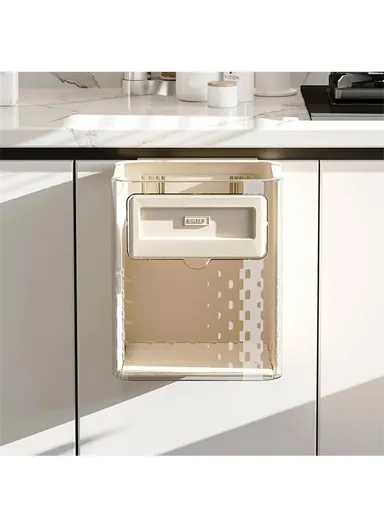 Foldable Plastic Kitchen Wall Mount Trash Can Cabinet Hanging Kitchen Waste Garbage Basket (W23.5 x D17.5 x H27.7)cm 