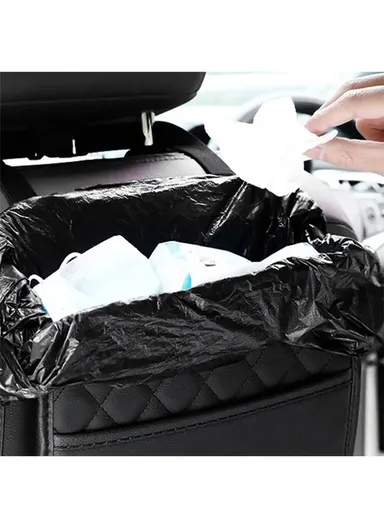 PU Leather Car Seat Back Multifunctional Storage Box Garbage Hanging Bag (W25 x D8 x H25)cm