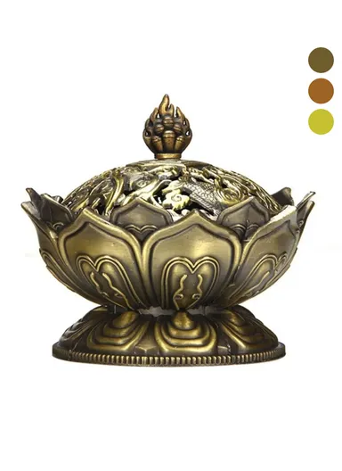 Metal Incense Burner Lotus Aromatherapy Burner Incense Stick Holder (W9.3 x H10)cm