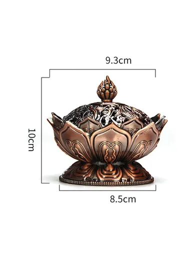 Metal Incense Burner Lotus Aromatherapy Burner Incense Stick Holder (W9.3 x H10)cm
