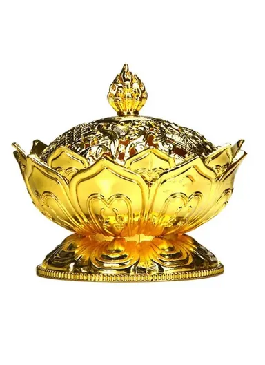 Metal Incense Burner Lotus Aromatherapy Burner Incense Stick Holder (W9.3 x H10)cm