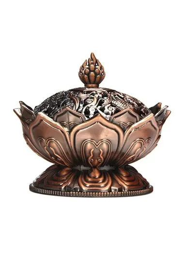 Metal Incense Burner Lotus Aromatherapy Burner Incense Stick Holder (W9.3 x H10)cm