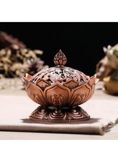Metal Incense Burner Lotus Aromatherapy Burner Incense Stick Holder (W9.3 x H10)cm