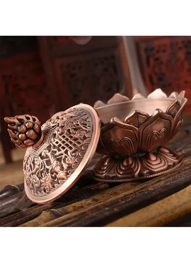 Metal Incense Burner Lotus Aromatherapy Burner Incense Stick Holder (W9.3 x H10)cm