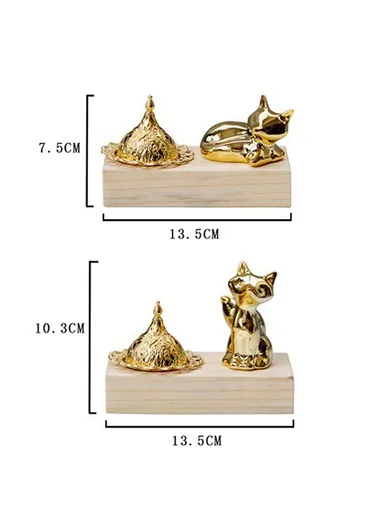 Wooden Incense Burner Holder Fox Figure Metal Incense Diffuser