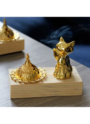 Wooden Incense Burner Holder Fox Figure Metal Incense Diffuser