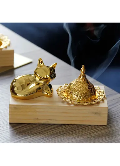 Wooden Incense Burner Holder Fox Figure Metal Incense Diffuser