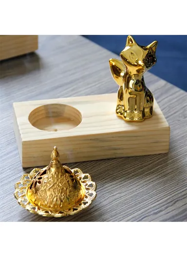 Wooden Incense Burner Holder Fox Figure Metal Incense Diffuser