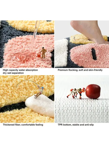 40x60cm Fast Drying Flocking Floor Mat Water Absorbing Anti-Slip Bathroom Rug - Style D