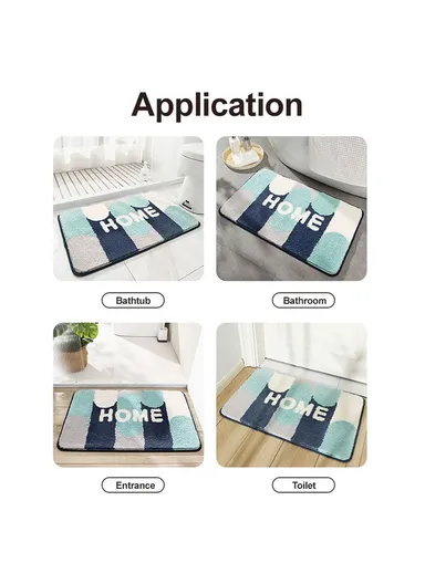 40x60cm Fast Drying Flocking Floor Mat Water Absorbing Anti-Slip Bathroom Rug - Style D