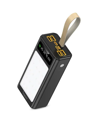 30000mAh 22.5W Portable Super Fast Charging Power Bank PD 20W, 4 USB, Ip &amp; Micro Ports with 4 Modes of Lighting, Digital Display, Camping Light &amp; Lanyard PB30C