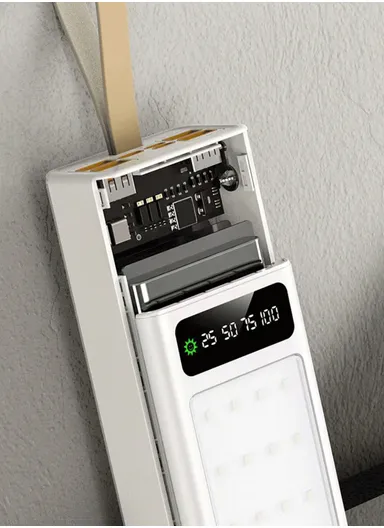 30000mAh 22.5W Portable Super Fast Charging Power Bank PD 20W, 4 USB, Ip &amp; Micro Ports with 4 Modes of Lighting, Digital Display, Camping Light &amp; Lanyard PB30C