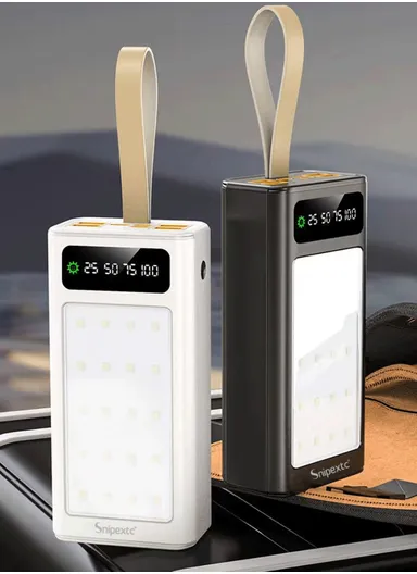 30000mAh 22.5W Portable Super Fast Charging Power Bank PD 20W, 4 USB, Ip &amp; Micro Ports with 4 Modes of Lighting, Digital Display, Camping Light &amp; Lanyard PB30C