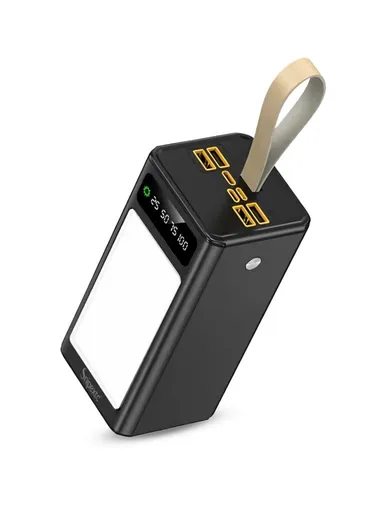 60000mAh 22.5W Portable Super Fast Charging Power Bank PD 22.5W With 4 USB, Type-C, Micro, Lightning Ports, Digital Display &amp; Camping Light PB60C