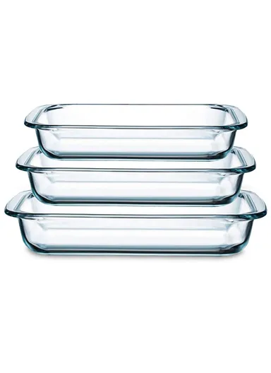 1/2.2/3L 3 Pcs Rectangular Baking Dish Oven-Safe &amp; Easy to Handle KPC-04