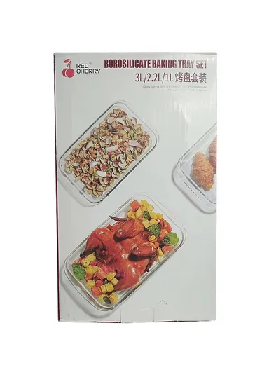 1/2.2/3L 3 Pcs Rectangular Baking Dish Oven-Safe &amp; Easy to Handle KPC-04