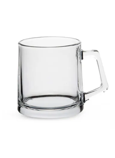 280ml Transparent Round Glass Mug With Comfortable Handle For Hot &amp; Cold Beverages 