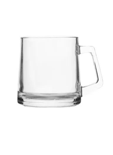 280ml Transparent Round Glass Mug With Comfortable Handle For Hot &amp; Cold Beverages 