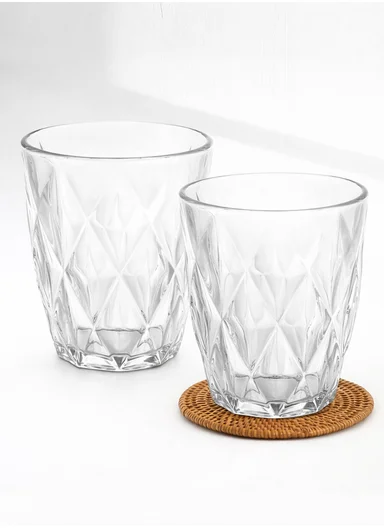 260ml 6 Pcs Luxurious Round Glass Cup Set With Elegant Design For Soft Drinks DM311