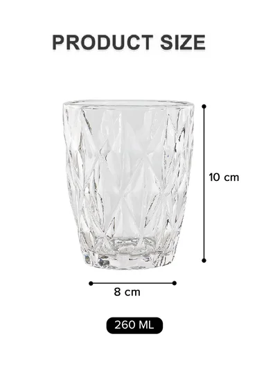 260ml 6 Pcs Luxurious Round Glass Cup Set With Elegant Design For Soft Drinks DM311