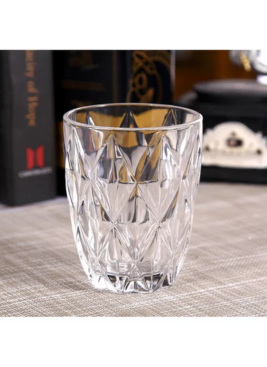 260ml 6 Pcs Luxurious Round Glass Cup Set With Elegant Design For Soft Drinks DM311