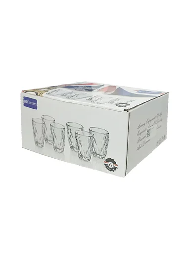 260ml 6 Pcs Luxurious Round Glass Cup Set With Elegant Design For Soft Drinks DM311