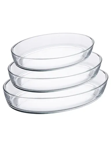 2.4L/3L/4L 3-Pcs Oval Baking Tray, Oven-Safe with Non-Stick Coating KPT-04