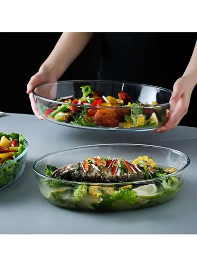 2.4L/3L/4L 3-Pcs Oval Baking Tray, Oven-Safe with Non-Stick Coating KPT-04