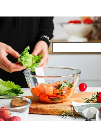 1.6L Large Capacity Borosilicate Clear Dishwasher Safe Kitchen Mixing Round Glass Bowls GPSLW-190