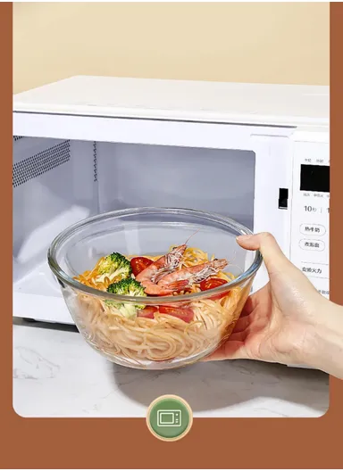 1.6L Large Capacity Borosilicate Clear Dishwasher Safe Kitchen Mixing Round Glass Bowls GPSLW-190