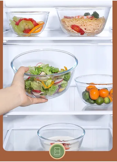 1.6L Large Capacity Borosilicate Clear Dishwasher Safe Kitchen Mixing Round Glass Bowls GPSLW-190