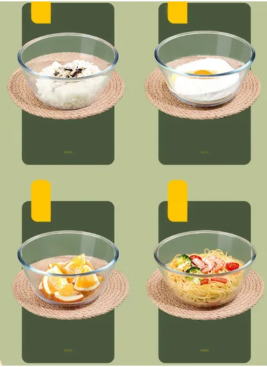 1.6L Large Capacity Borosilicate Clear Dishwasher Safe Kitchen Mixing Round Glass Bowls GPSLW-190