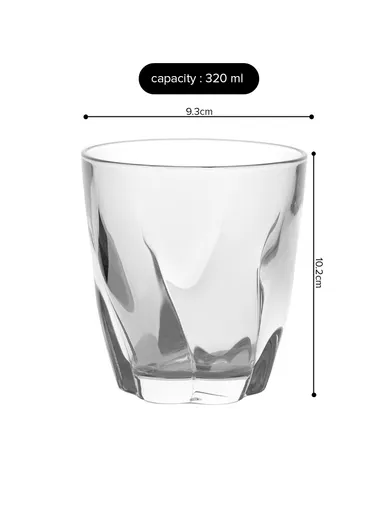 320ml 6 Pcs Large Capacity Glass Cup Set DM323-2 (D9.3 x H10.2)cm