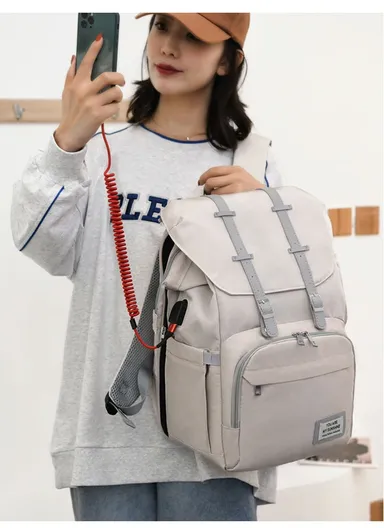 Multifunctional Casual Waterproof Polyester Baby Diaper Backpack With Built-In Bassinet SLF-02 (W30 x D20 x H40)cm - Dark Blue