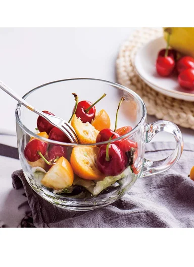 400ml 3-Pcs Heat Resistant Round Glass Mugs Sets with Handles NB8003