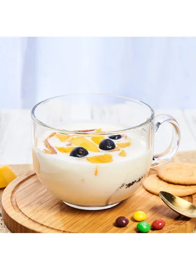 400ml 3-Pcs Heat Resistant Round Glass Mugs Sets with Handles NB8003