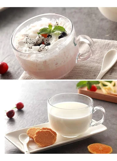 400ml 3-Pcs Heat Resistant Round Glass Mugs Sets with Handles NB8003