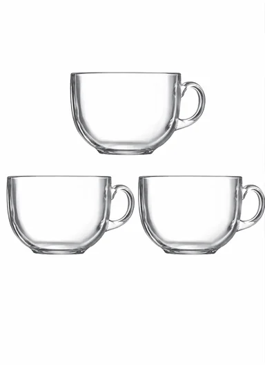 400ml 3-Pcs Heat Resistant Round Glass Mugs Sets with Handles NB8003