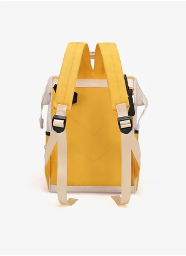 Women's Casual Waterproof Polyester Baby Diaper Backpack With Bottle Holder &amp; Insulated Compartment SLF-51 (W25 x D17 x H39)cm - beige