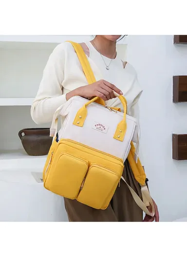 Women's Casual Waterproof Polyester Baby Diaper Backpack With Bottle Holder &amp; Insulated Compartment SLF-51 (W25 x D17 x H39)cm - beige