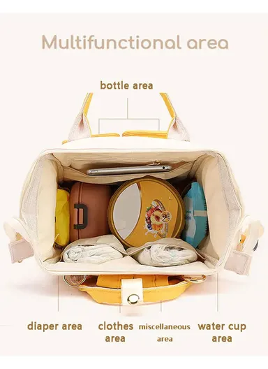 Women's Casual Waterproof Polyester Baby Diaper Backpack With Bottle Holder &amp; Insulated Compartment SLF-51 (W25 x D17 x H39)cm - beige