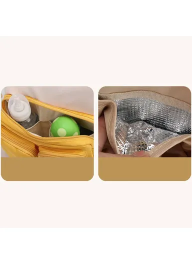 Women's Casual Waterproof Polyester Baby Diaper Backpack With Bottle Holder &amp; Insulated Compartment SLF-51 (W25 x D17 x H39)cm - beige